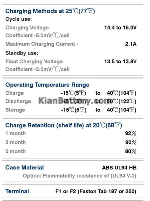 مشخصات باتری 7 آمپر ساعت یو پی اس لانگ