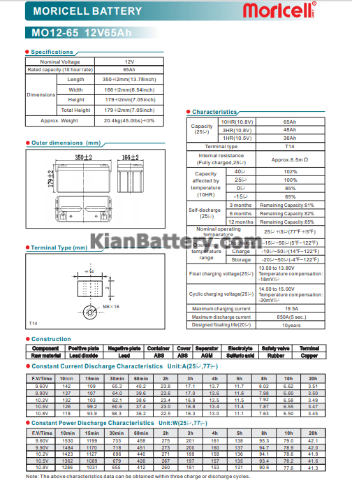 moricell ups battery 65 AH catalog باتری 65 آمپر ساعت یو پی اس موریسل