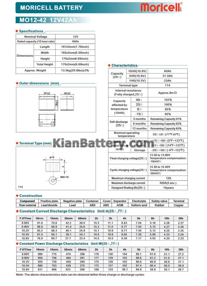 muricell ups battery 42AH catalog باتری 42 آمپر ساعت یو پی اس موریسل