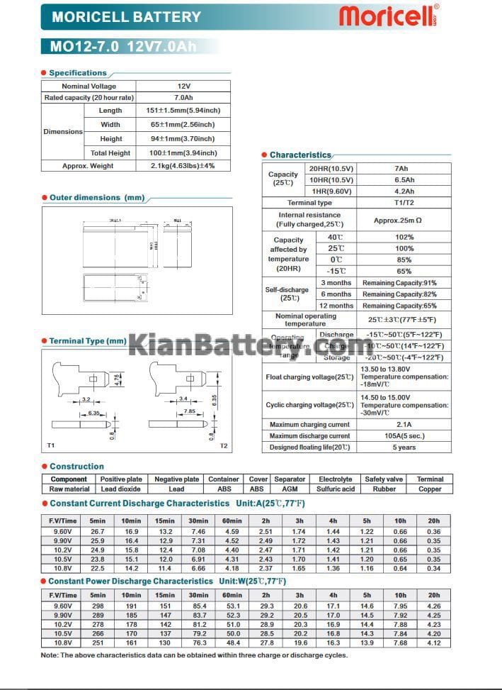 muricell ups battery 7AH catalog باتری 7 آمپر ساعت یو پی اس موریسل