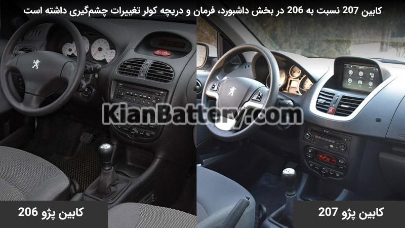 Peugeot 206 and Peugeot 207 cab1 مقایسه کامل پژو 206 با پژو 207 تیپ 5