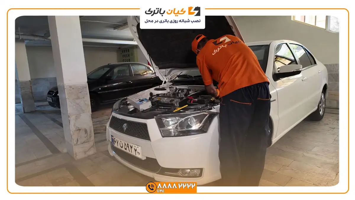باتری مناسب خودروهای ایرانخودرو 5 باتری بر روی خودرو دنا
