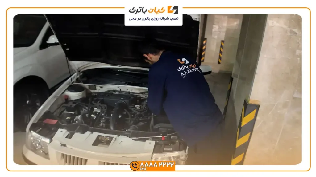 نصب باتری سمند در محل