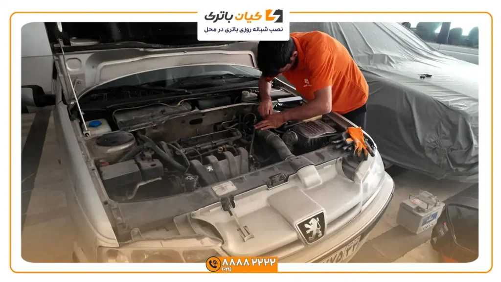 نصب باتری پژو پارس در محل