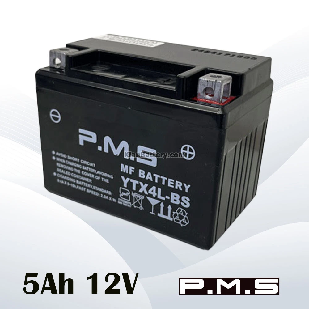 باتری 5 آمپر موتور سیکلت PMS 1 pms-kian-5ah-12v